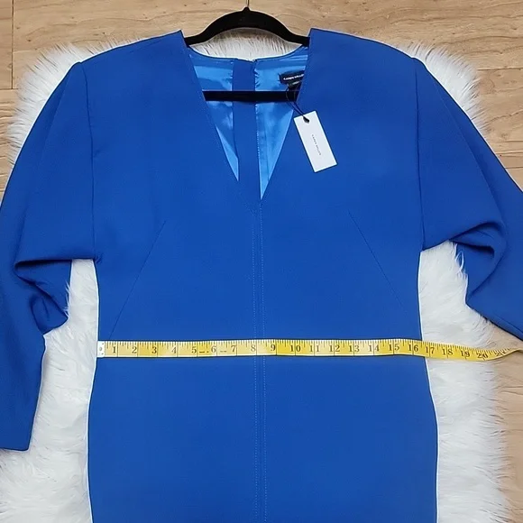 Karen Millen | Compact Stretch Sleeve V Neck Pencil Dress - Picture 12 of 13